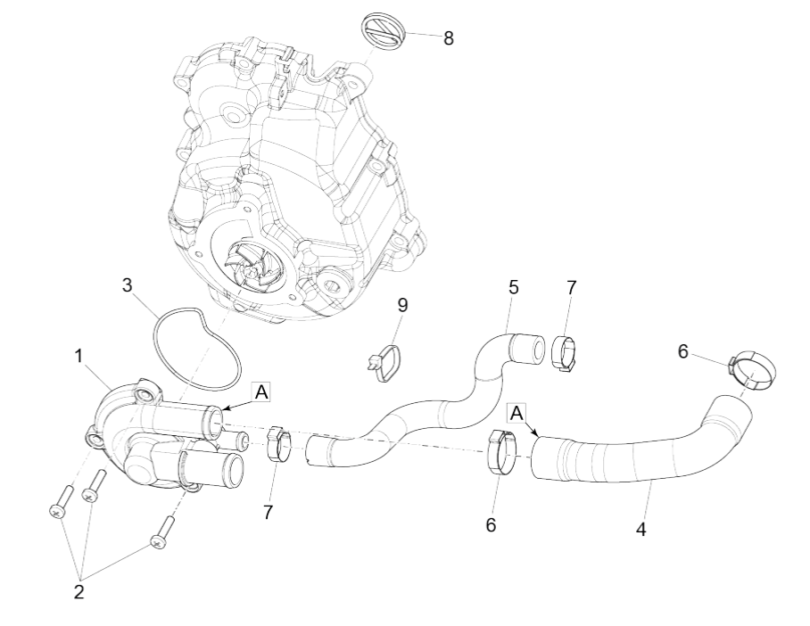 Pompa acqua Vespa GTS 300 Super HPE 4V IE ABS Euro 5 2020-2022