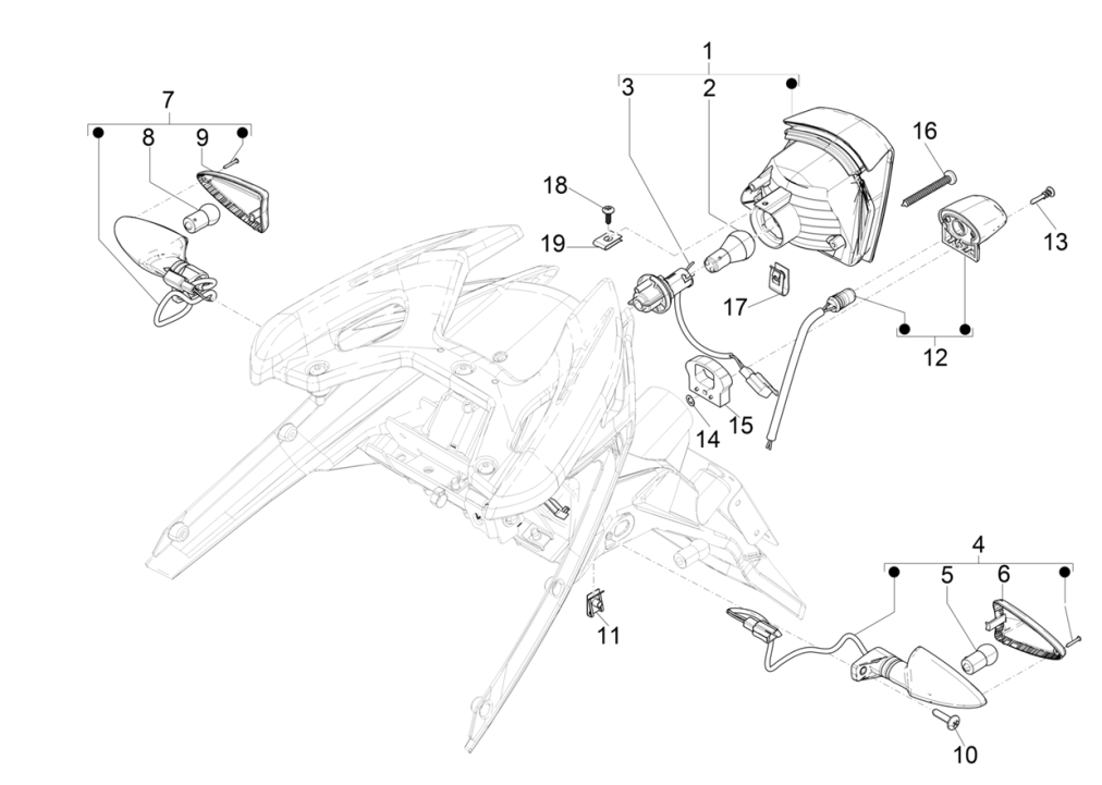 Luce posteriore - Indicatori posteriori Piaggio Typhoon 50 2 tempi Euro 4 2018-2020