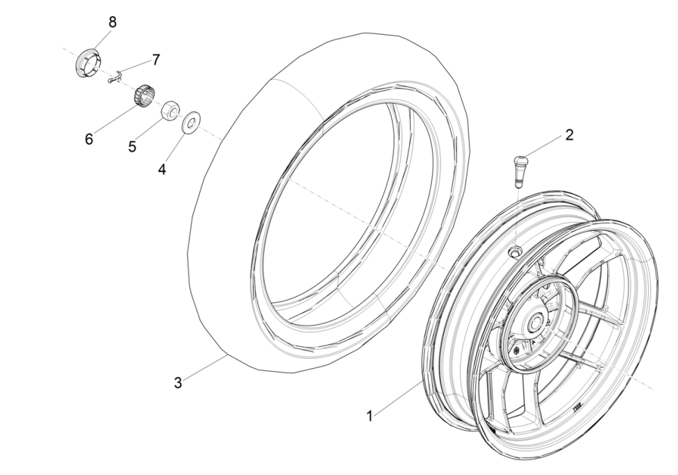 Ruota posteriore Piaggio Typhoon 50 2 tempi Euro 4 2018-2020