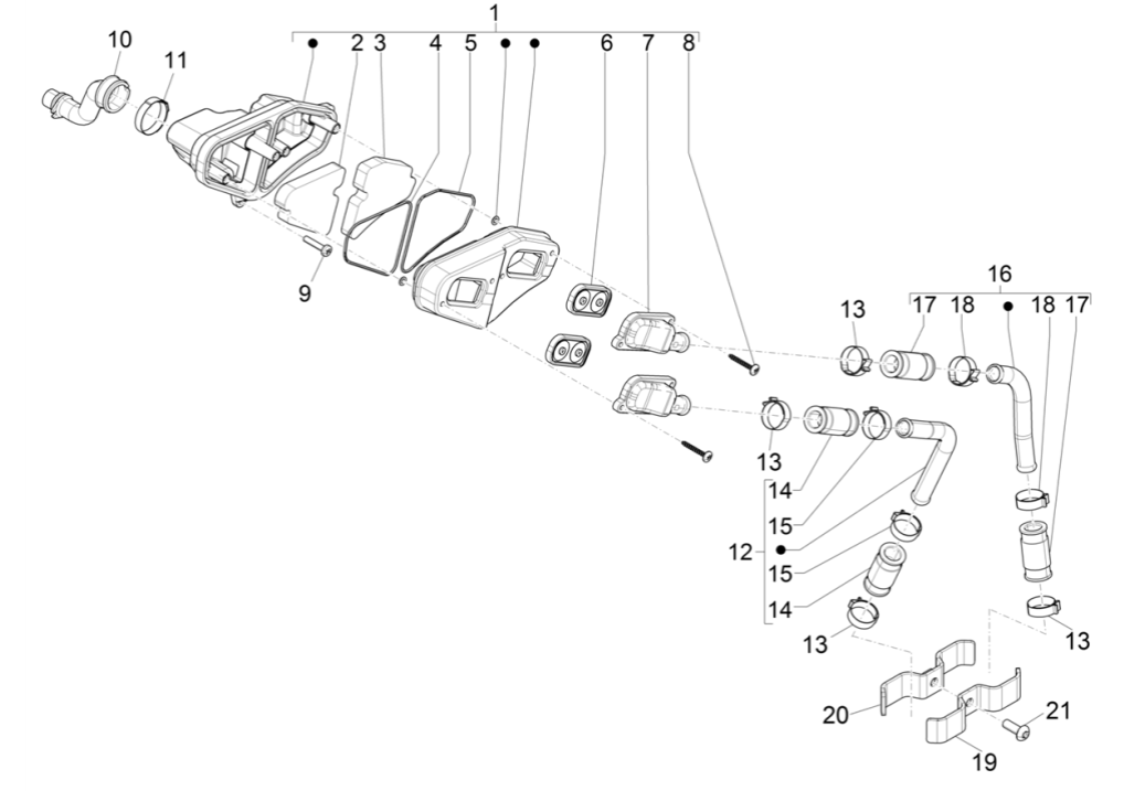 Alimentazione aria secondaria Piaggio Typhoon 50 2 tempi Euro 4 2018-2020