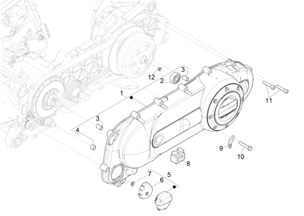 Coperchio carter Piaggio Typhoon 50 2 tempi Euro 4 2018-2020