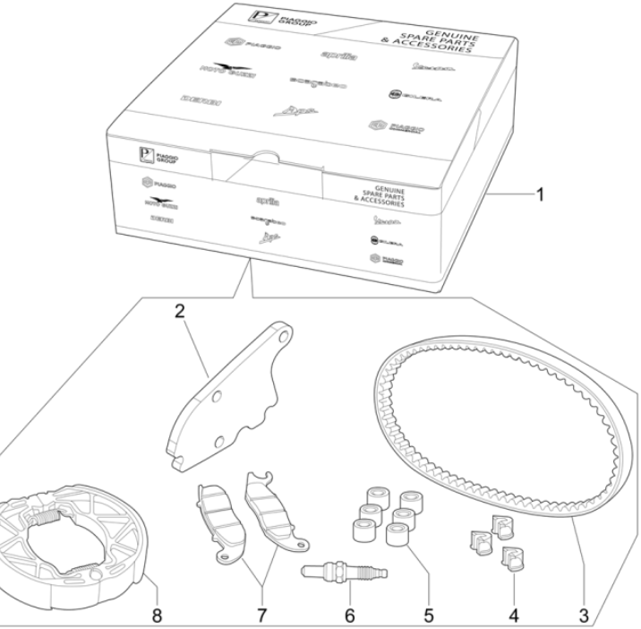 Pacchetto manutenzione Piaggio Typhoon 50 2 tempi Euro 4 2018-2020