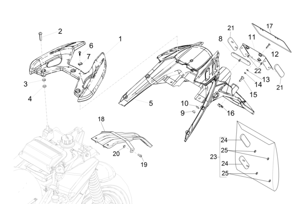 Parafango posteriore Piaggio Typhoon 50 2 tempi Euro 4 2018-2020