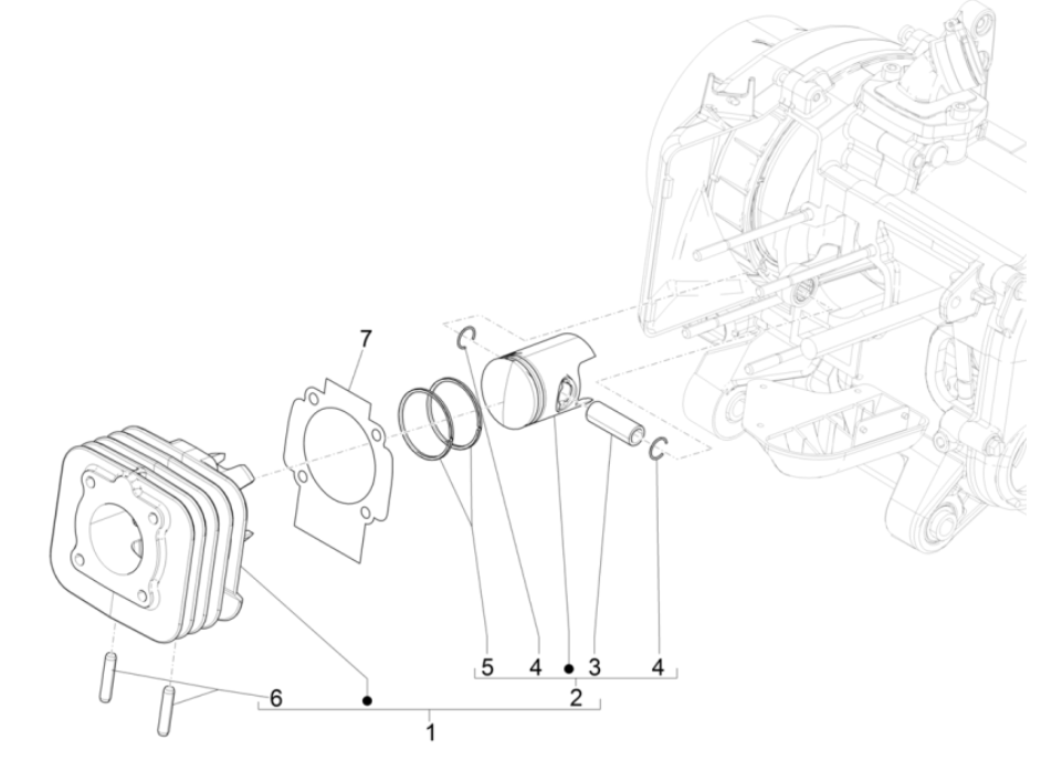 Cilindro - Pistone Piaggio Typhoon 50 2 tempi Euro 4 2018-2020