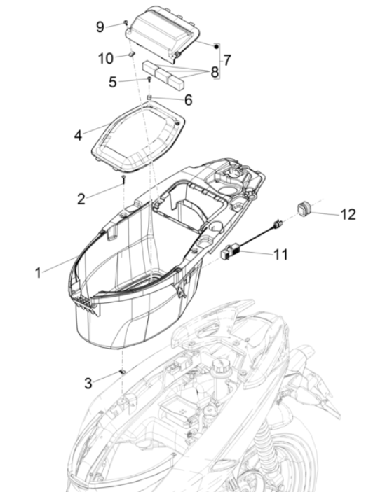 Scatola porta casco Piaggio Typhoon 50 2 tempi Euro 4 2018-2020