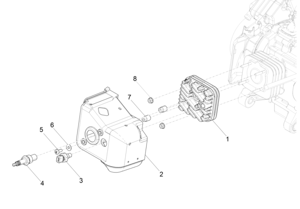 Testa cilindro - Candela Piaggio Typhoon 50 2 tempi Euro 4 2018-2020