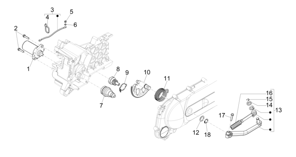 Motorino di avviamento - Bendix Piaggio Typhoon 50 2 tempi Euro 4 2018-2020