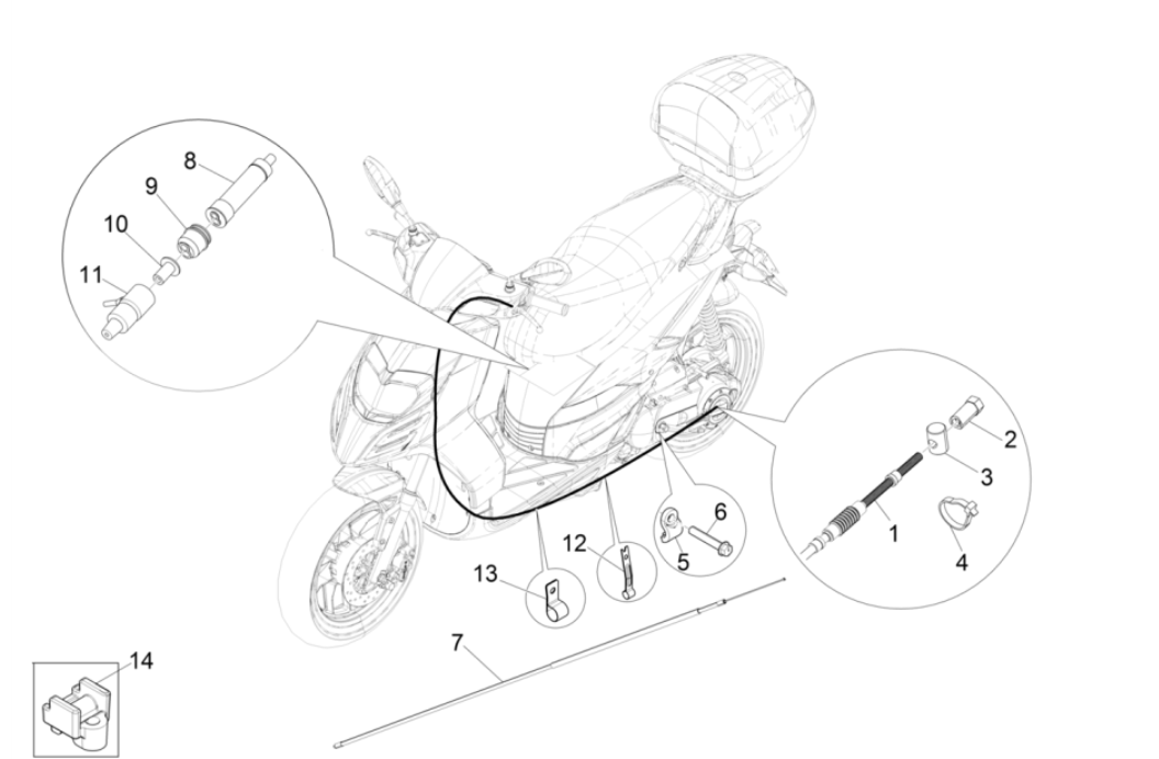Cavo acceleratore Piaggio Typhoon 50 2 tempi Euro 4 2018-2020