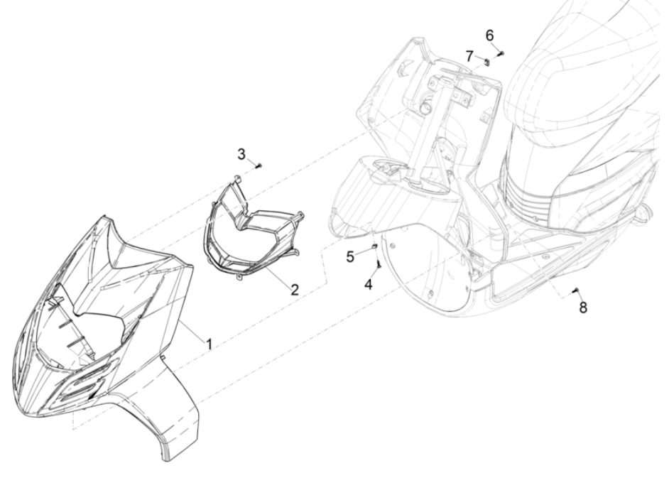 Coperchio anteriore Piaggio Typhoon 50 2 tempi Euro 4 2018-2020