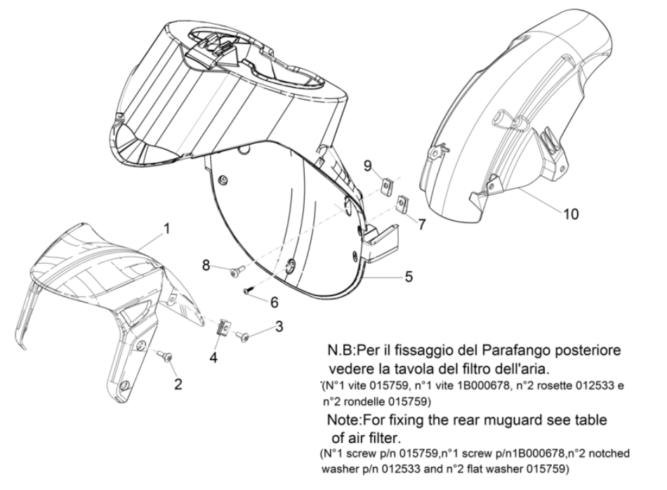 Parafango anteriore - Parafanghi Piaggio Typhoon 50 2 tempi Euro 4 2018-2020