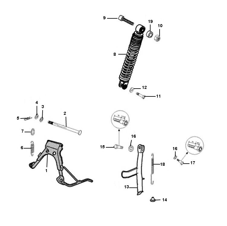 Ammortizzatore - Cavalletto centrale Peugeot Ludix pro 2 tempi