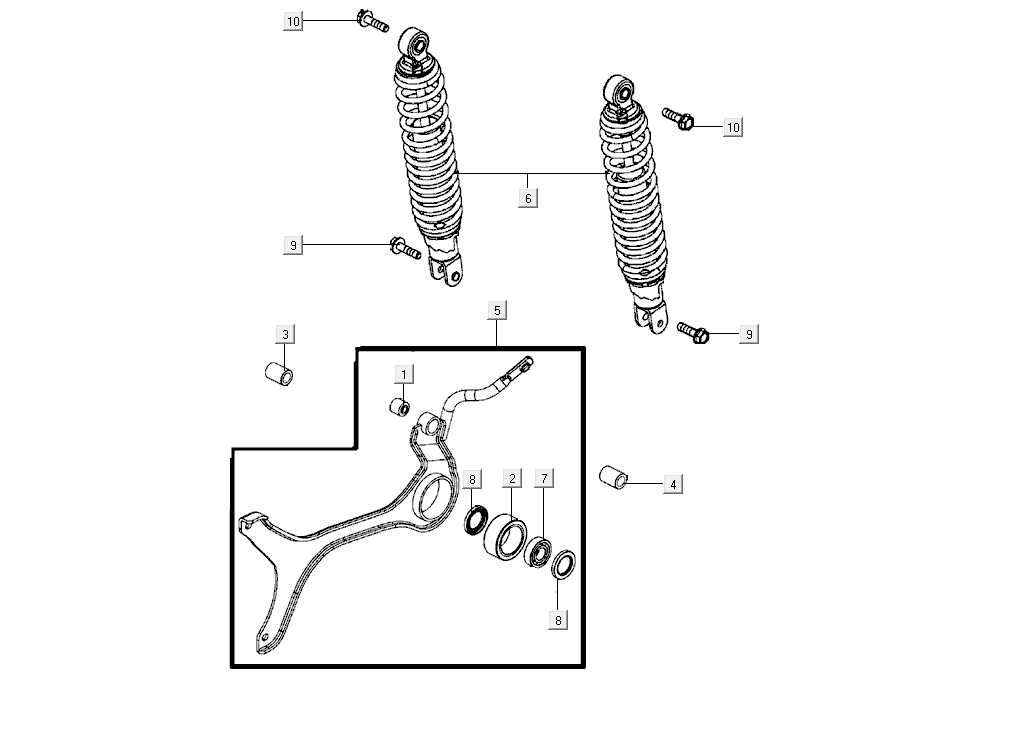 Ammortizzatore Kymco Super8 Street 50i Euro 4 nero opaco