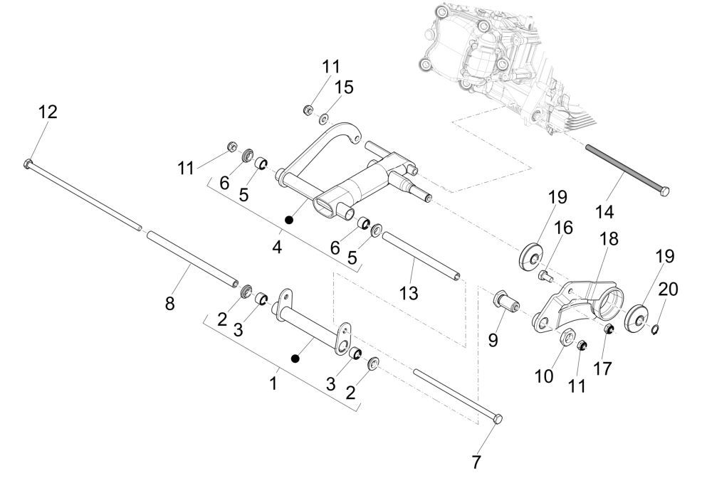 Sospensione motore Piaggio MP3 300 ie LT Business - Sport (con e senza ABS) 2016-2018