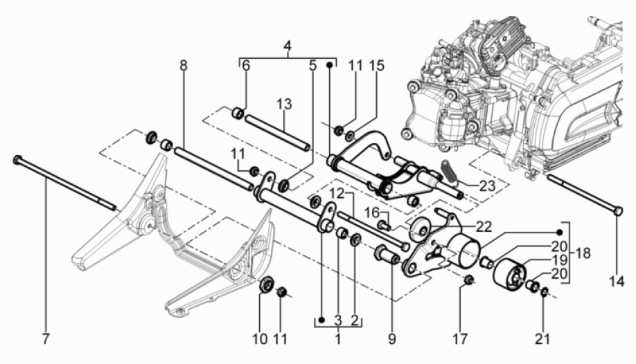 Sospensione motore Piaggio Beverly 125 RST 4V Euro 3 2010-2015