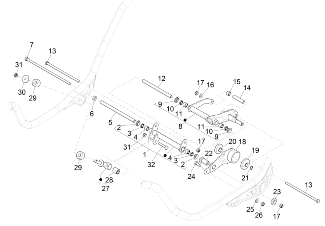 Sospensione motore Piaggio MP3 350 Maxi Sport ABS Euro 4 2018-2020