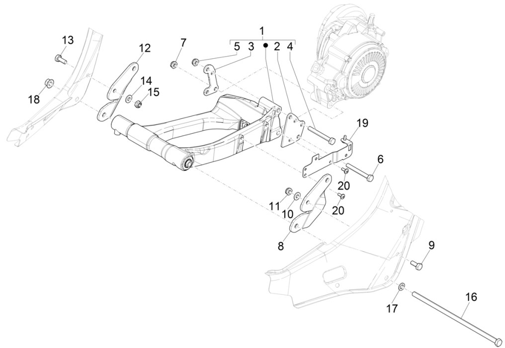 Sospensione motore Vespa Elettrica 45km/h Euro 5 2021