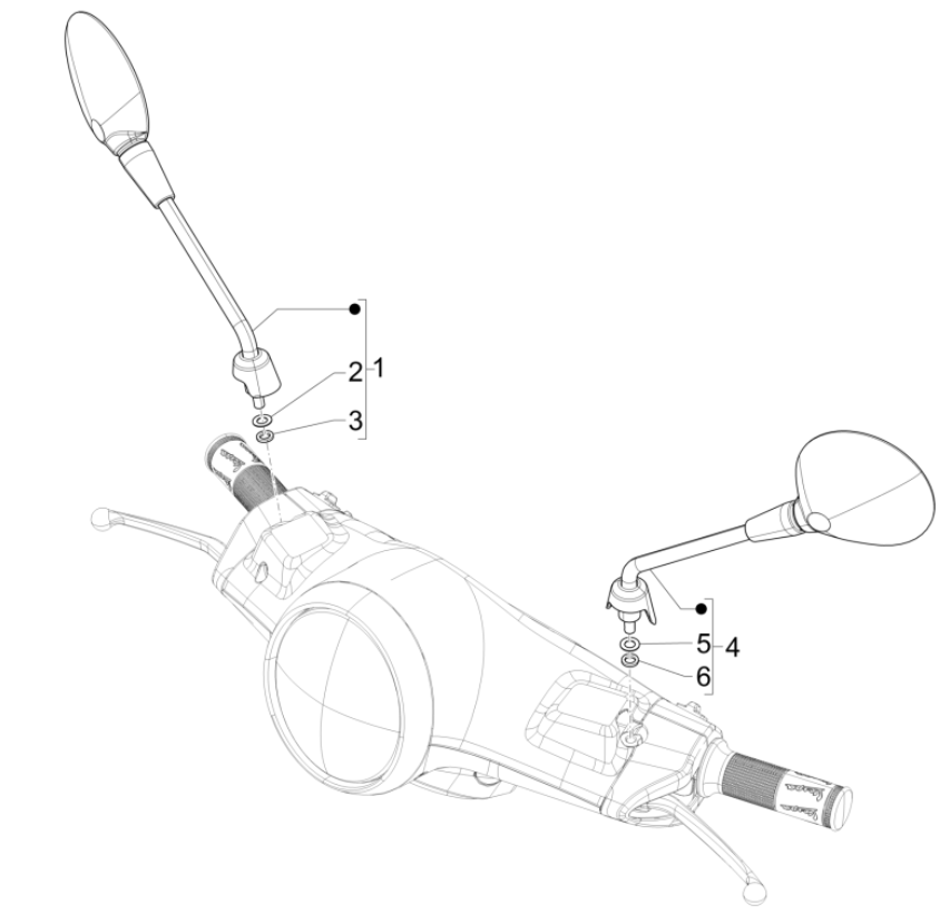 Specchietti retrovisori Vespa Elettrica 45km/h Euro 5 2021