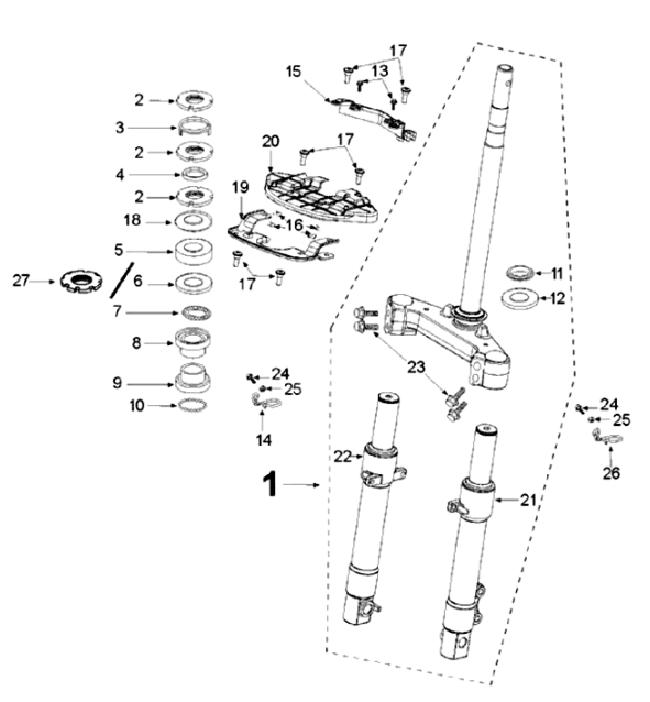Forcella anteriore - Cuffie Django 50 4 tempi Evasion