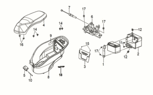 Sedile - portabagagli Sym Mio 50I E5