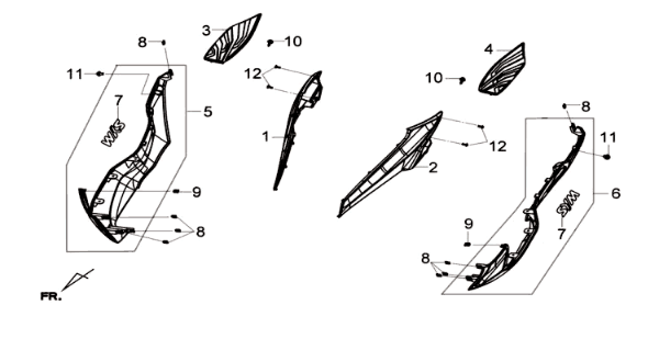 Gonna laterale Sym Joymax 300I ABS E3 2014-2016 Grigio opaco (GY-7450U)