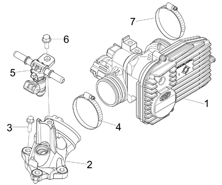 Corpo farfallato - Iniettore - Collettore di aspirazione Piaggio Beverly 125 RST 4V Euro 3 2010-2015