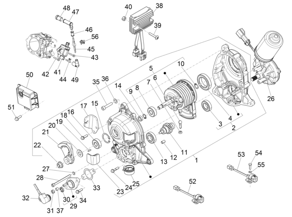 Regolatore di tensione - Bobina di accensione - Ricambi elettronici Piaggio MP3 350 Maxi Sport ABS Euro 4 2018-2020