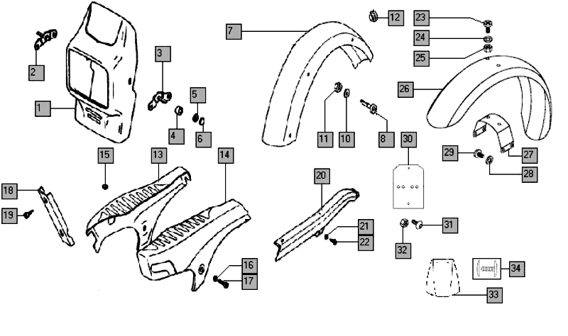 Spatborden - zijkappen Tomos LUXE EX (L0-L1)