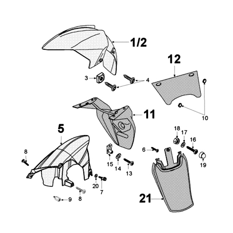 Parafango anteriore - Parafango posteriore Peugeot Jet Force 50 2 tempi LC nero