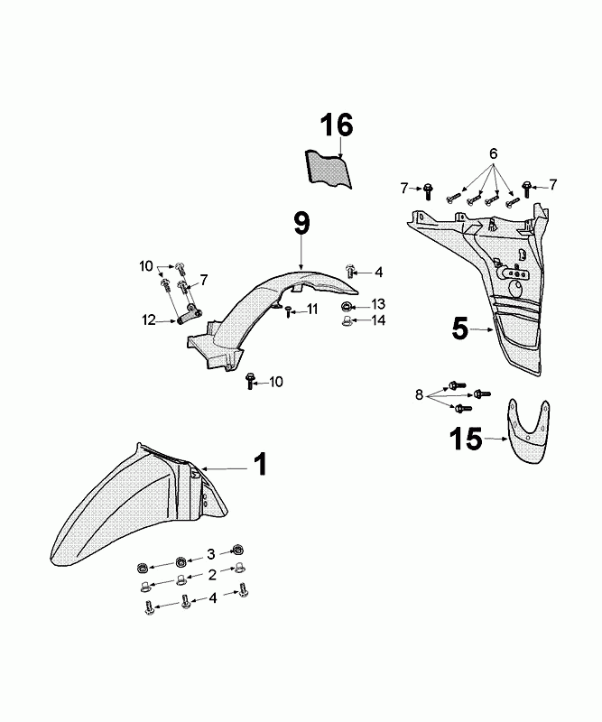 Parafango anteriore - Parafango posteriore Peugeot Tweet Euro 4 antartica bianco (K7)