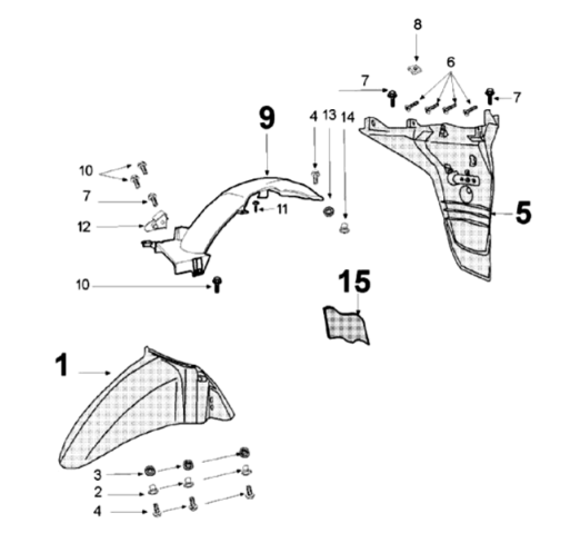 Spatborden Peugeot Tweet 125 V E3 2013-2017 ONYX GREY (I6)