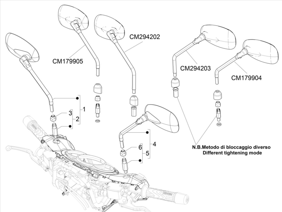 Specchietti retrovisori Piaggio Beverly 300 IE ABS Euro 4 2016-2020