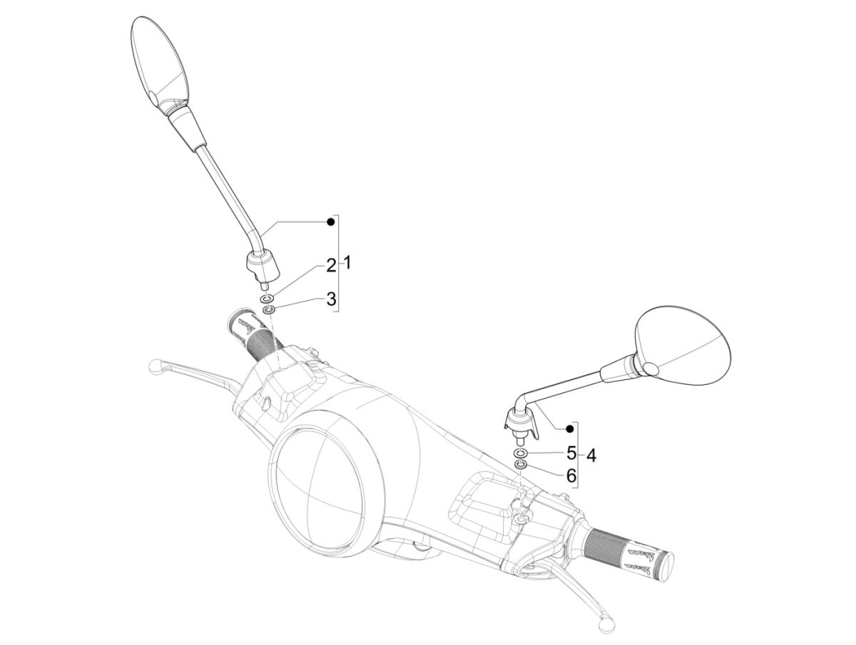 Specchietti retrovisori Vespa Elettrica 25km/h SCH Euro 5 2021