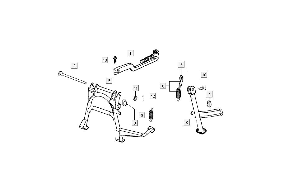 Cavalletto centrale - Cavalletto laterale - Pedale Kymco B&W LC 2 tempi argento