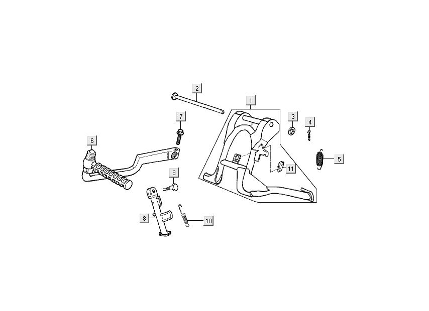 Cavalletto centrale - Cavalletto laterale - Pedale Kymco Filly 4 tempi argento