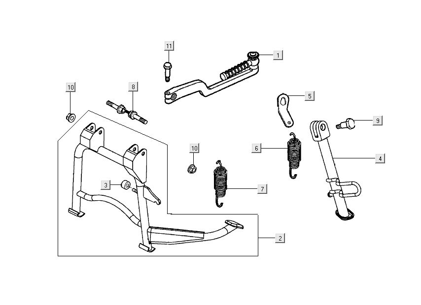 Cavalletto centrale - Cavalletto laterale - Pedale Kymco People S 50 4 tempi Elegance marrone