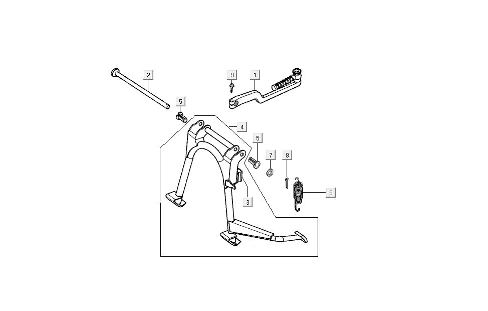 Cavalletto centrale - Cavalletto laterale - Pedale Kymco Super9 50 2 tempi AC nuovo modello argento - nero