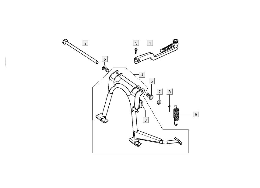 Cavalletto centrale - Cavalletto laterale - Pedale kickstart Kymco Super9 50 2 tempi AC vecchio modello sport blue