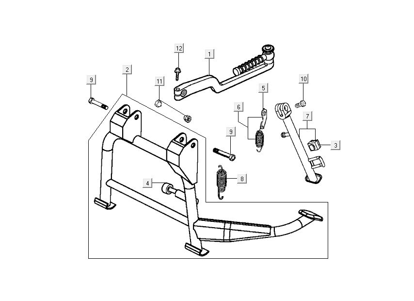 Cavalletto centrale - Cavalletto laterale - Pedale Kickstart Kymco New Dink 4 tempi nero metallizzato