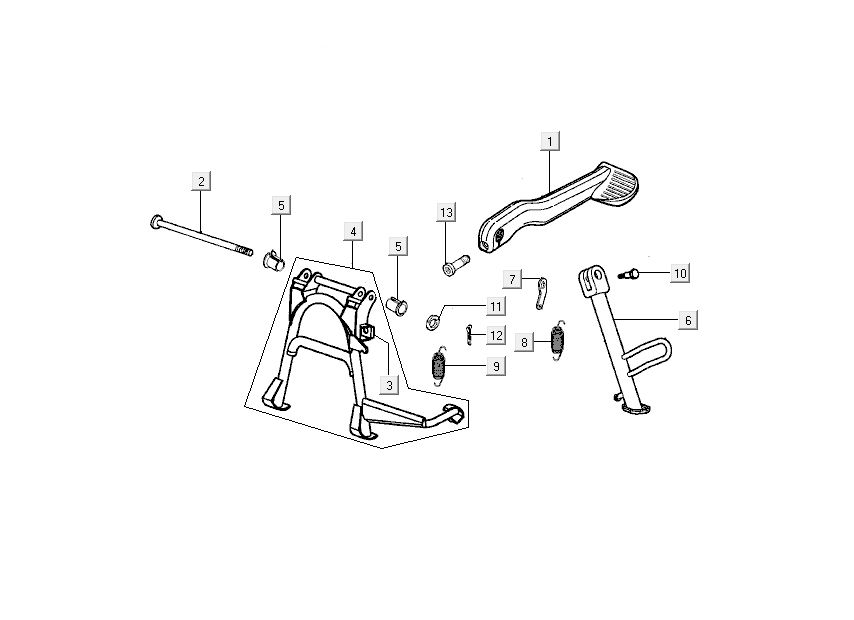 Cavalletto centrale - Cavalletto laterale - Pedale Kickstart Kymco People 50 2 tempi rosso