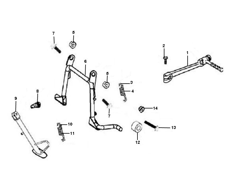 Cavalletto centrale - Cavalletto laterale - Leva kick starter AGM Retro 50 4T AC