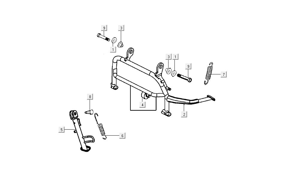 Cavalletto centrale - Cavalletto laterale - Pedale Kickstart Kymco New Sento 50i 4 tempi nero