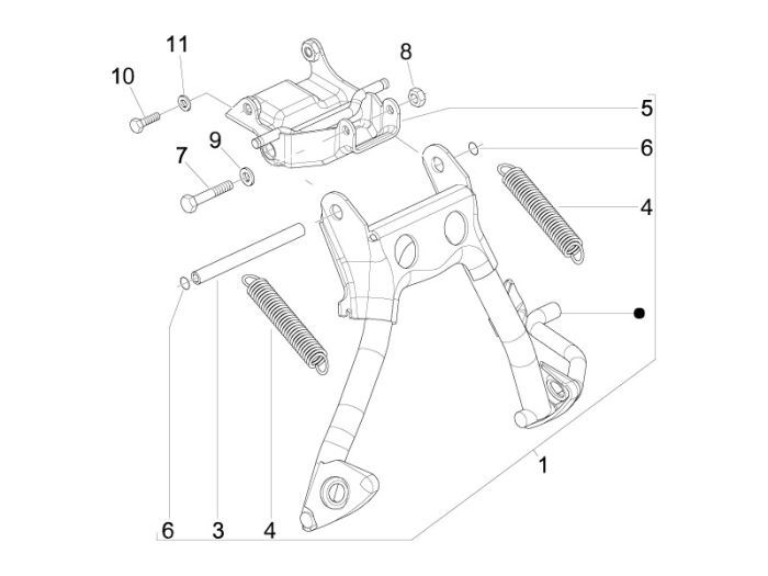 Cavalletto centrale Vespa Sprint 50 2 tempi AC
