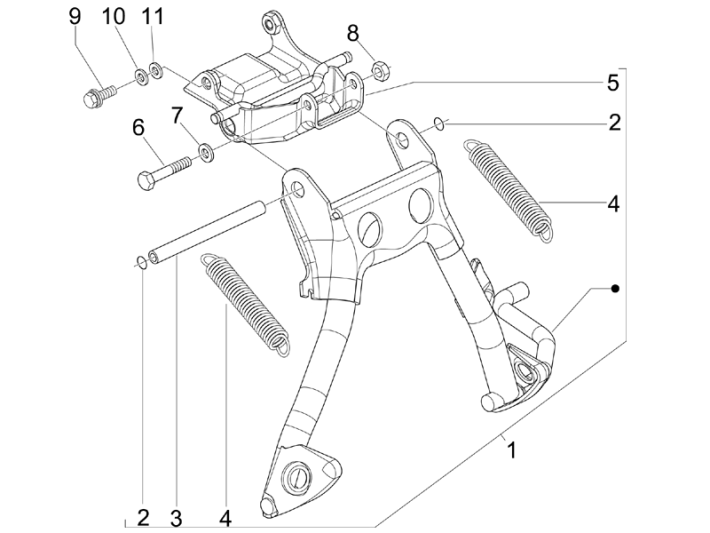 Cavalletto centrale - Cavalletto laterale Piaggio NRG Power DD 50 2 tempi LC 2007-2017