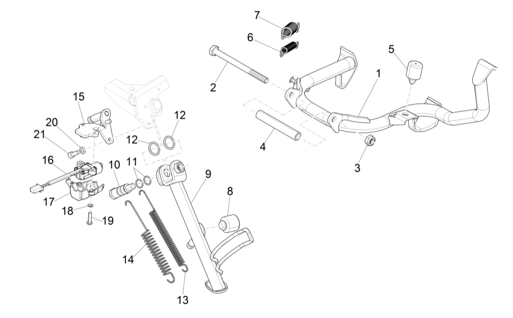 Cavalletto Centrale - Cavalletto Laterale Vespa GTS 125 IE ABS Euro 5 2021