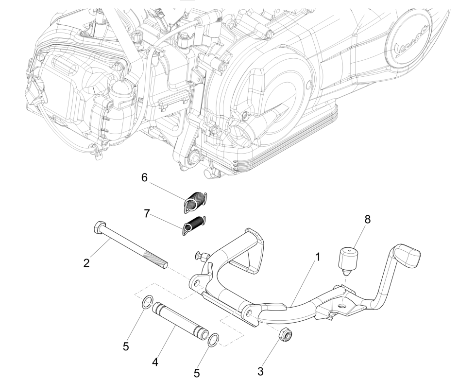 Cavalletto centrale Vespa Sprint 50 4 tempi IGET 3V Euro 5