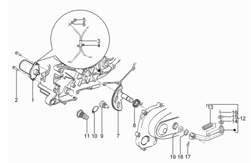 Motorino di avviamento - Bendix Piaggio Typhoon 50 2 tempi Euro 3 2011