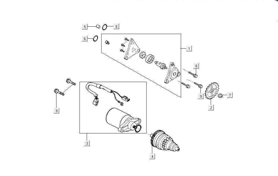 Motorino di avviamento - Pompa olio Kymco Super8 50 4 tempi 2009 → bianco