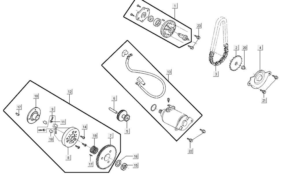 Motorino di avviamento - Frizione di avviamento - Pompa olio Agility 16+ 200i blu chiaro metallizzato opaco