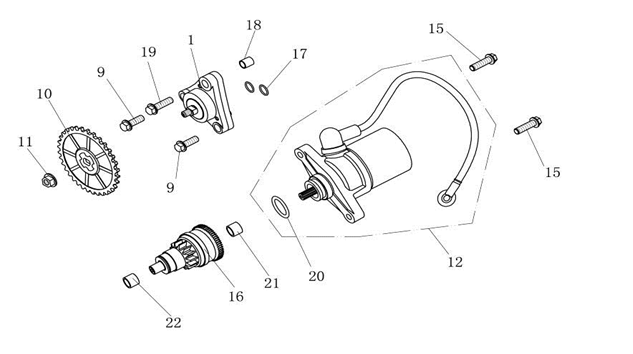 Motorino di avviamento - Bendix China Ape 50 marrone