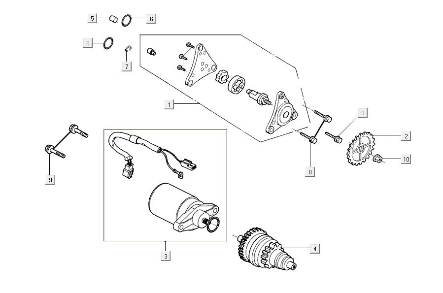 Motorino di avviamento - Bendix - Pompa olio Kymco Agility 16'+ 4 tempi nero lucido